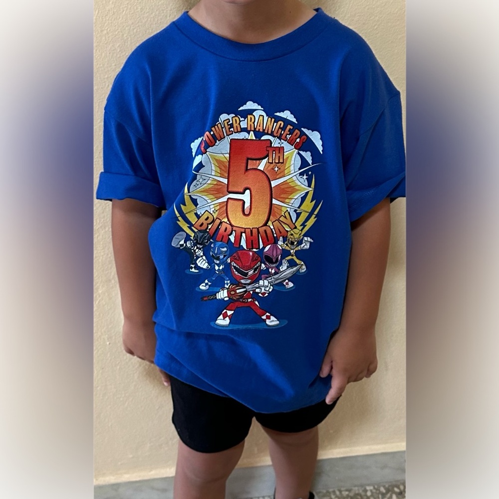 💥 5th Birthday Boy Shirt 💥 Power Rangers 💥 (USED)